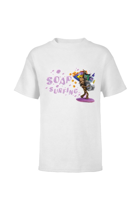 Studios I Am Groot Soap Surfing - Short Sleeve T-Shirt for Kids - Customized-White