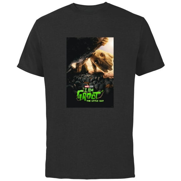 Marvel Studios I Am Groot The Little Guy Episode Poster - Short Sleeve Cotton T-Shirt for Adults - Customized-Black