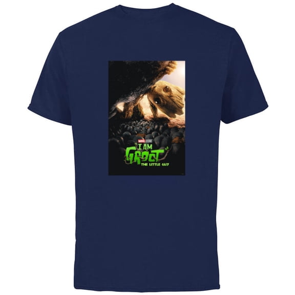 Marvel Studios I Am Groot The Little Guy Episode Poster - Short Sleeve Cotton T-Shirt for Adults - Customized-Navy