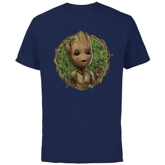 Marvel Studios I Am Groot Wave - Short Sleeve Cotton T-Shirt for Adults - Customized-Navy