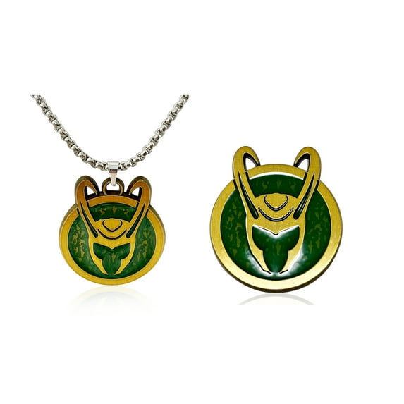 Marvel Studios: LOKI Helmet Logo Men's Pendant Necklace + Free Loki PIN