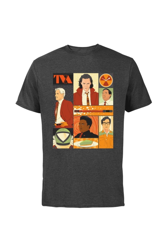 Studios Loki Season 2 Faces of the TVA & Pie Disney+ - Short Sleeve Cotton T-Shirt for Adults - Customized-Charcoal Heather