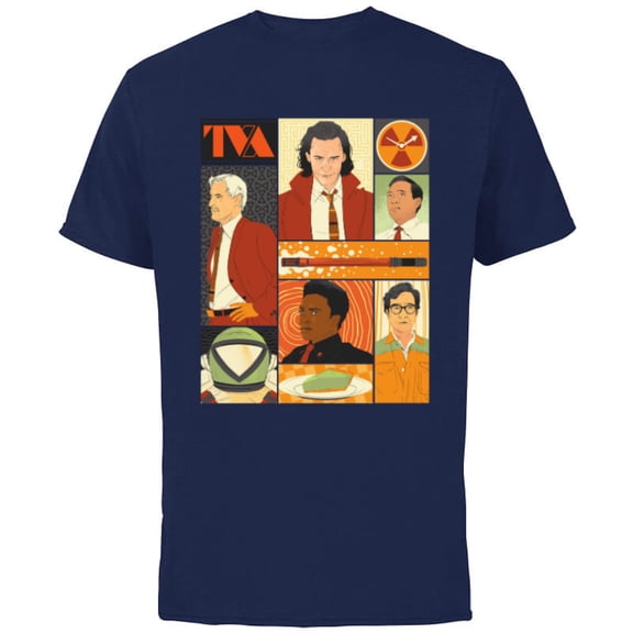 Marvel Studios Loki Season 2 Faces of the TVA & Pie Disney  - Short Sleeve Cotton T-Shirt for Adults - Customized-Navy