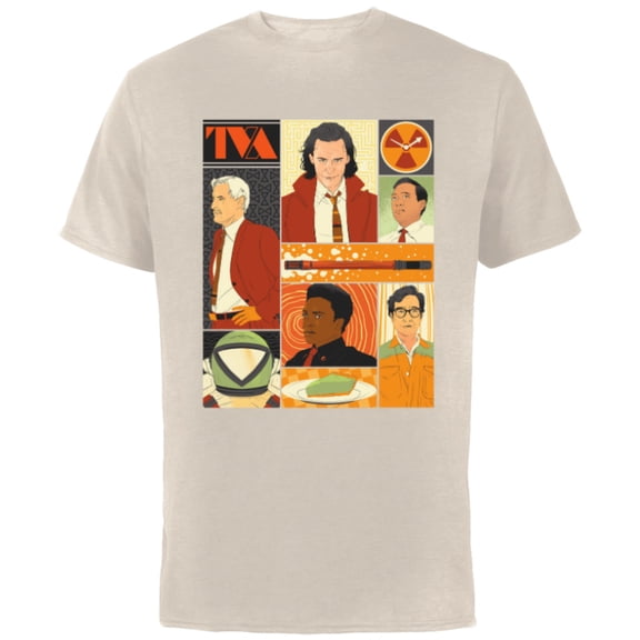 Marvel Studios Loki Season 2 Faces of the TVA & Pie Disney+ - Short Sleeve Cotton T-Shirt for Adults - Customized-Natural
