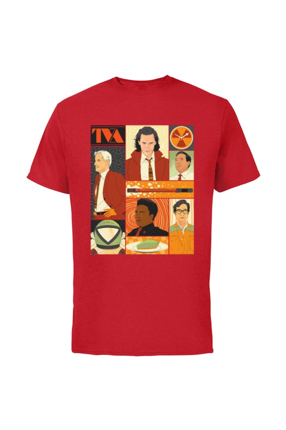 Studios Loki Season 2 Faces of the TVA & Pie Disney+ - Short Sleeve Cotton T-Shirt for Adults - Customized-Red