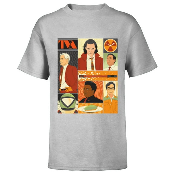 Marvel Studios Loki Season 2 Faces of the TVA & Pie Disney  - Short Sleeve T-Shirt for Kids - Customized-Athletic Heather
