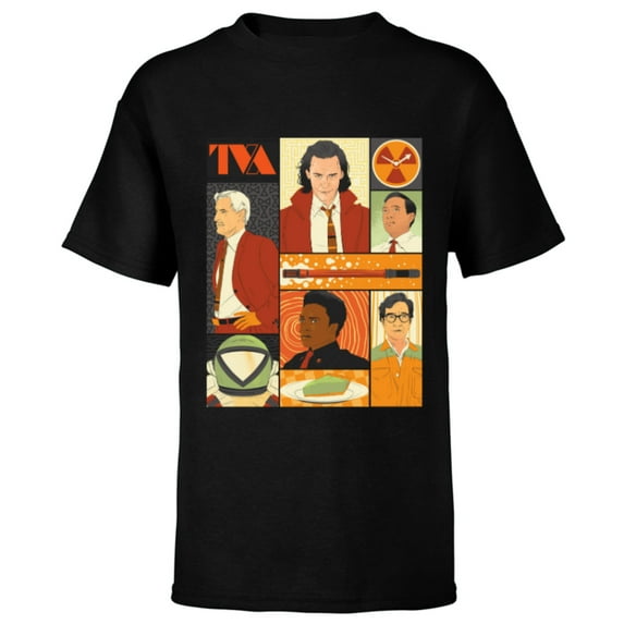 Marvel Studios Loki Season 2 Faces of the TVA & Pie Disney+ - Short Sleeve T-Shirt for Kids - Customized-Black