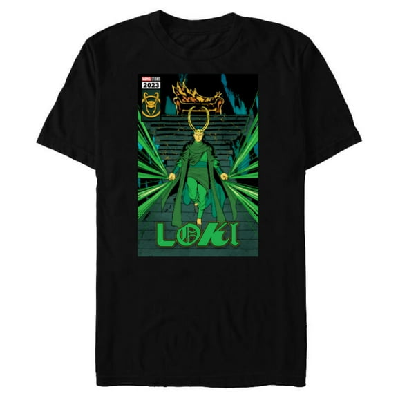 Marvel Studios Loki Season 2 God Loki Comic Cover Art Homage - Short Sleeve Blended T-Shirt for Adults - Customized-Black