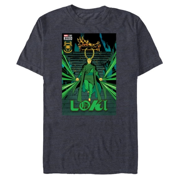 Marvel Studios Loki Season 2 God Loki Comic Cover Art Homage - Short Sleeve Blended T-Shirt for Adults - Customized-Navy Heather