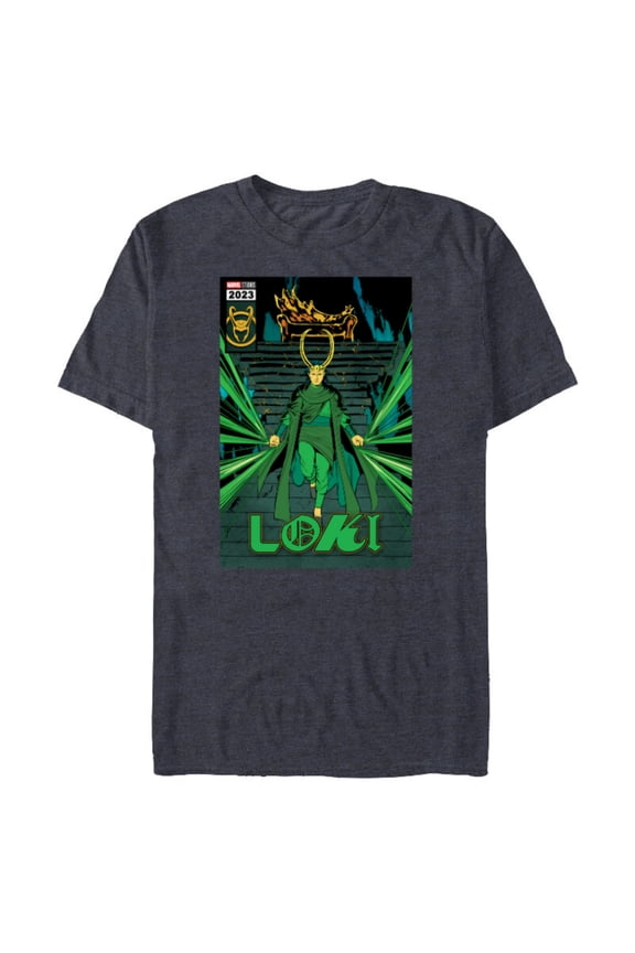Studios Loki Season 2 God Loki Comic Cover Art Homage - Short Sleeve Blended T-Shirt for Adults - Customized-Navy Heather
