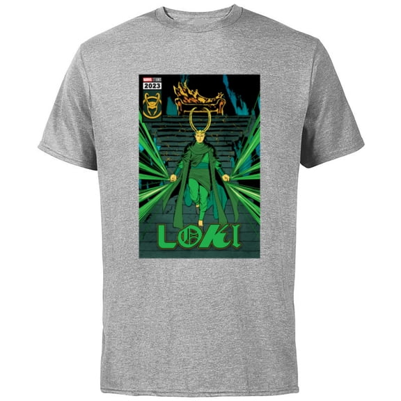 Marvel Studios Loki Season 2 God Loki Comic Cover Art Homage - Short Sleeve Cotton T-Shirt for Adults - Customized-Athletic Heather