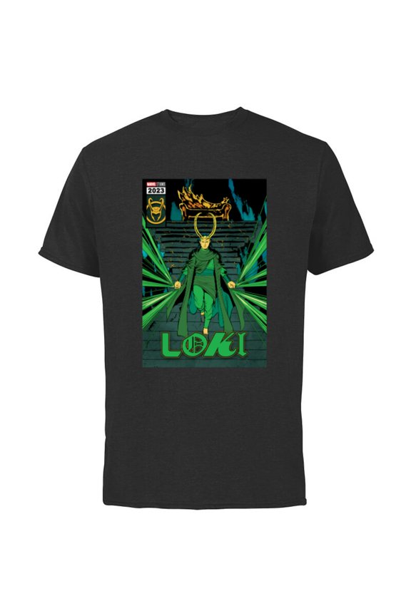 Studios Loki Season 2 God Loki Comic Cover Art Homage - Short Sleeve Cotton T-Shirt for Adults - Customized-Black