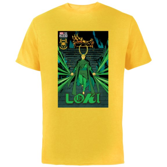 Marvel Studios Loki Season 2 God Loki Comic Cover Art Homage - Short Sleeve Cotton T-Shirt for Adults - Customized-Yellow