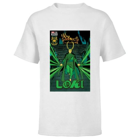Marvel Studios Loki Season 2 God Loki Comic Cover Art Homage - Short Sleeve T-Shirt for Kids - Customized-White