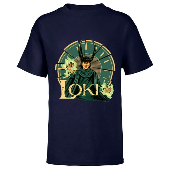 Marvel Studios Loki Season 2 God Loki Fractured Time - Short Sleeve T-Shirt for Kids - Customized-Navy