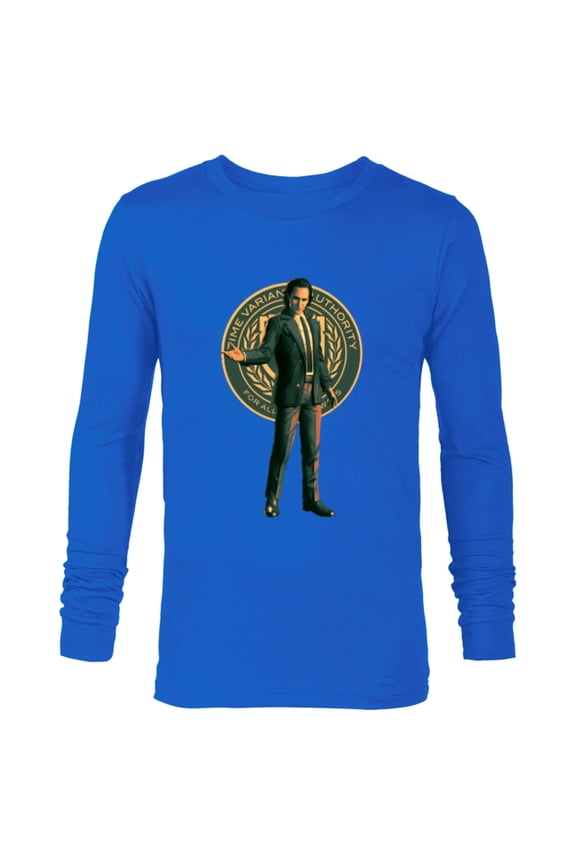 Studios Loki Season 2 Suit and TVA Logo Crest - Long Sleeve T-Shirt for Men - Customized-Navy