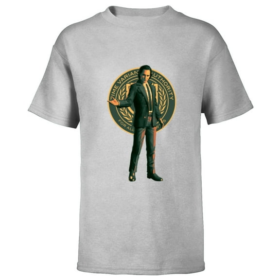 Marvel Studios Loki Season 2 Suit and TVA Logo Crest - Short Sleeve T-Shirt for Kids - Customized-Athletic Heather