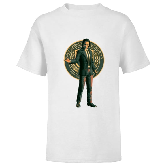 Marvel Studios Loki Season 2 Suit and TVA Logo Crest - Short Sleeve T-Shirt for Kids - Customized-White