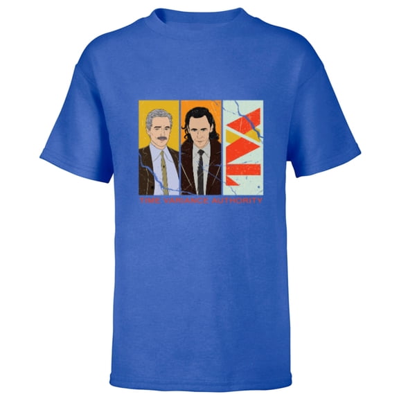 Marvel Studios Loki Season 2 TVA Loki and Mobius Distressed - Short Sleeve T-Shirt for Kids - Customized-Royal