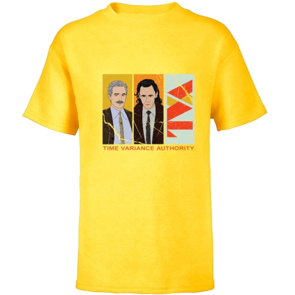 Marvel Studios Loki Season 2 TVA Loki and Mobius Distressed - Short Sleeve T-Shirt for Kids - Customized-Yellow
