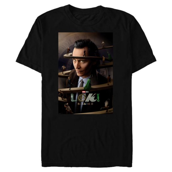Marvel Studios Loki Season 2 TVA Spiral Ramp Run Poster - Short Sleeve Blended T-Shirt for Adults - Customized-Black