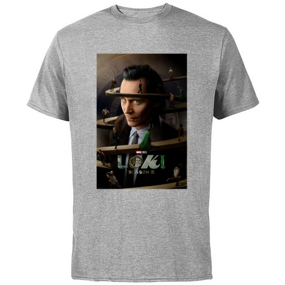 Marvel Studios Loki Season 2 TVA Spiral Ramp Run Poster - Short Sleeve Cotton T-Shirt for Adults - Customized-Athletic Heather