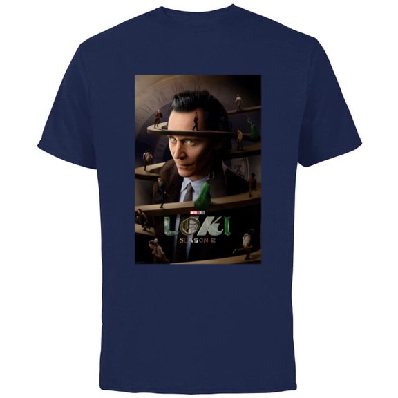 Marvel Studios Loki Season 2 TVA Spiral Ramp Run Poster - Short Sleeve Cotton T-Shirt for Adults - Customized-Navy