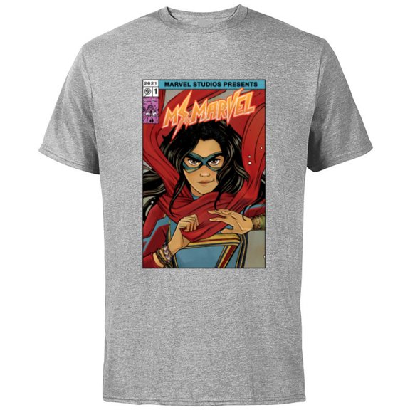 Marvel Studios Ms. Marvel 1 Comic Art - Short Sleeve Cotton T-Shirt for Adults - Customized-Athletic Heather