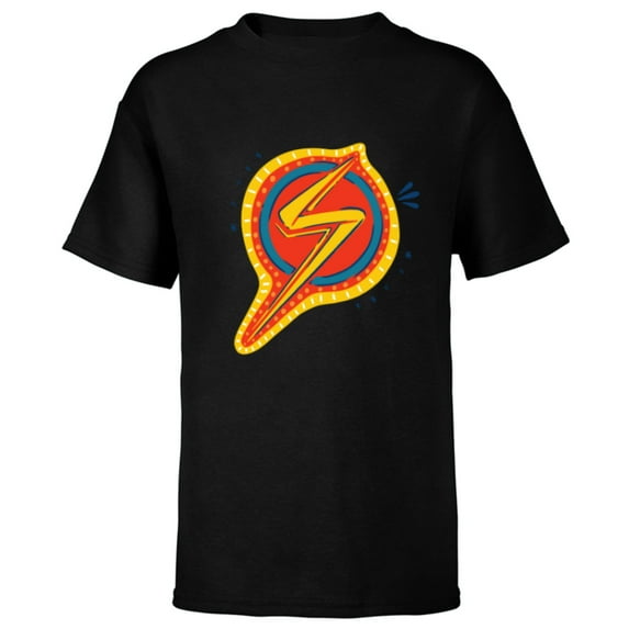 Marvel Studios’Ms. Marvel Animated Logo - Short Sleeve T-Shirt for Kids - Customized-Black