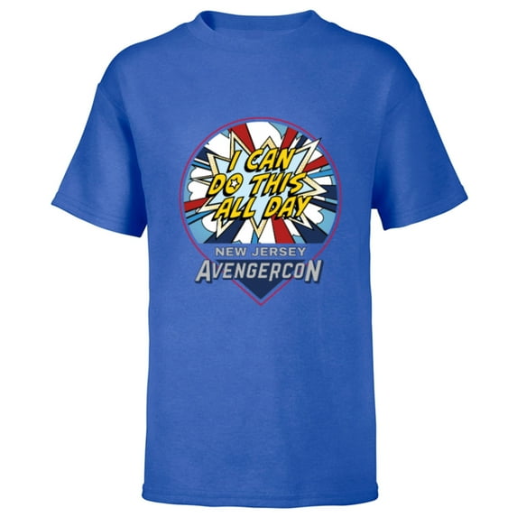 Marvel Studios Ms. Marvel Avengerscon Captain America - Short Sleeve T-Shirt for Kids - Customized-Royal