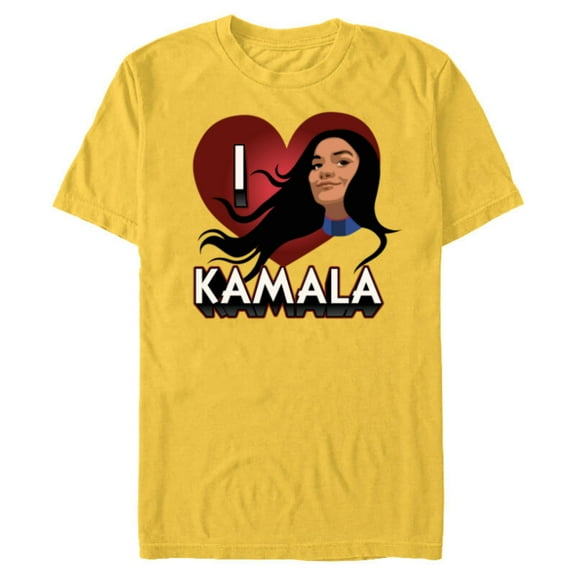 Marvel Studios Ms. Marvel I Heart Kamala - Short Sleeve Blended T-Shirt for Adults - Customized-Yellow
