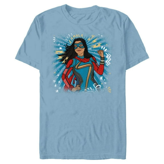 Marvel Studios’ Ms. Marvel Kamala Khan Hero - Short Sleeve Blended T-Shirt for Adults - Customized-Ocean Blue