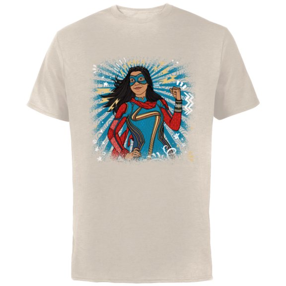 Marvel Studios’ Ms. Marvel Kamala Khan Hero - Short Sleeve Cotton T-Shirt for Adults - Customized-Natural