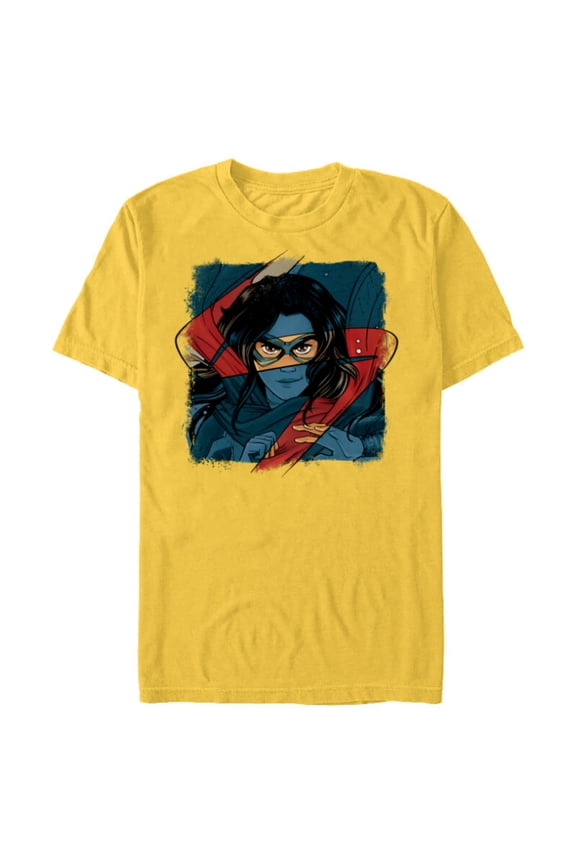 Studios Ms. Marvel Logo Action - Short Sleeve Blended T-Shirt for Adults - Customized-Yellow