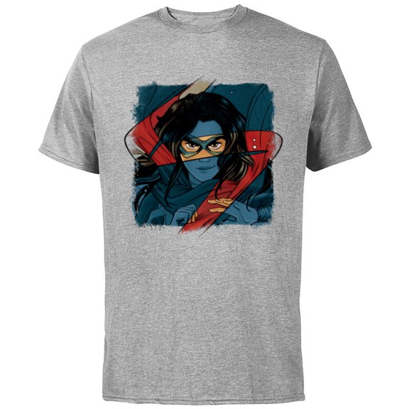 Marvel Studios Ms. Marvel Logo Action - Short Sleeve Cotton T-Shirt for Adults - Customized-Athletic Heather