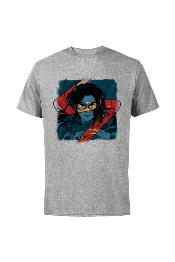 Studios Ms. Marvel Logo Action - Short Sleeve Cotton T-Shirt for Adults - Customized-Athletic Heather