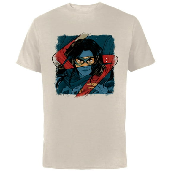 Marvel Studios Ms. Marvel Logo Action - Short Sleeve Cotton T-Shirt for Adults - Customized-Natural