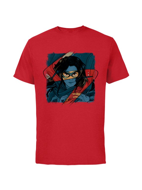 Studios Ms. Marvel Logo Action - Short Sleeve Cotton T-Shirt for Adults - Customized-Red