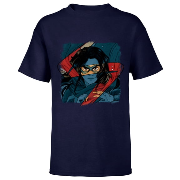 Marvel Studios Ms. Marvel Logo Action - Short Sleeve T-Shirt for Kids - Customized-Navy