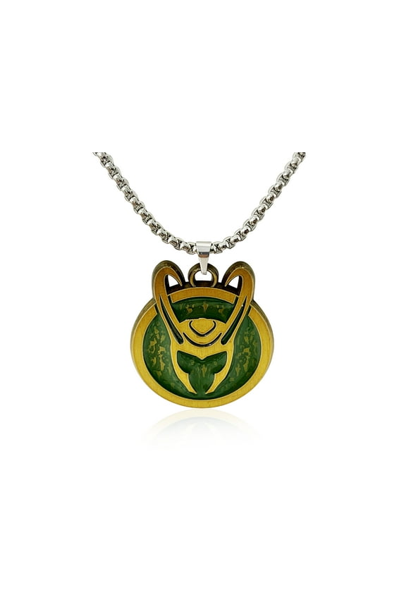 Marvel Studios Officially Licensed: Loki Helmet Pendant Necklace - Chain Size - 12.6"