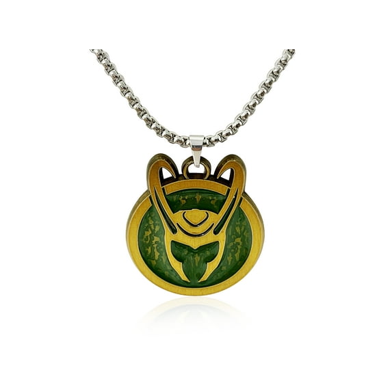 Marvel Studios Officially Licensed: Loki Helmet Pendant Necklace - Chain Size - 12.6"