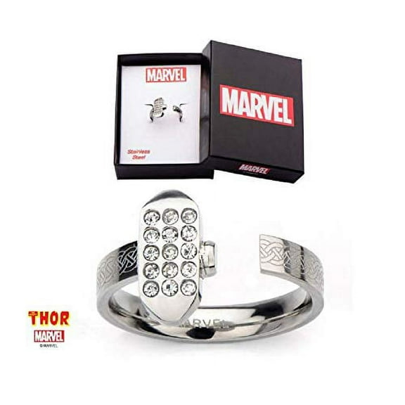 Marvel Studios Officially Licensed: Thor Hammer - 316L Steel, Cubic Zirconia Womens Ring, Size - 8