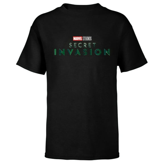 Marvel Studios Secret Invasion Series Title Logo Disney+ - Short Sleeve T-Shirt for Kids - Customized-Black