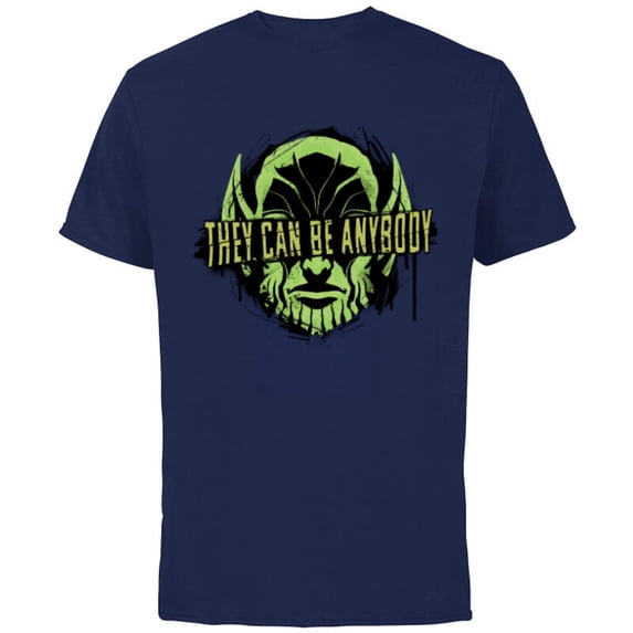 Marvel Studios Secret Invasion Skrull They Can Be Anybody - Short Sleeve Cotton T-Shirt for Adults - Customized-Navy