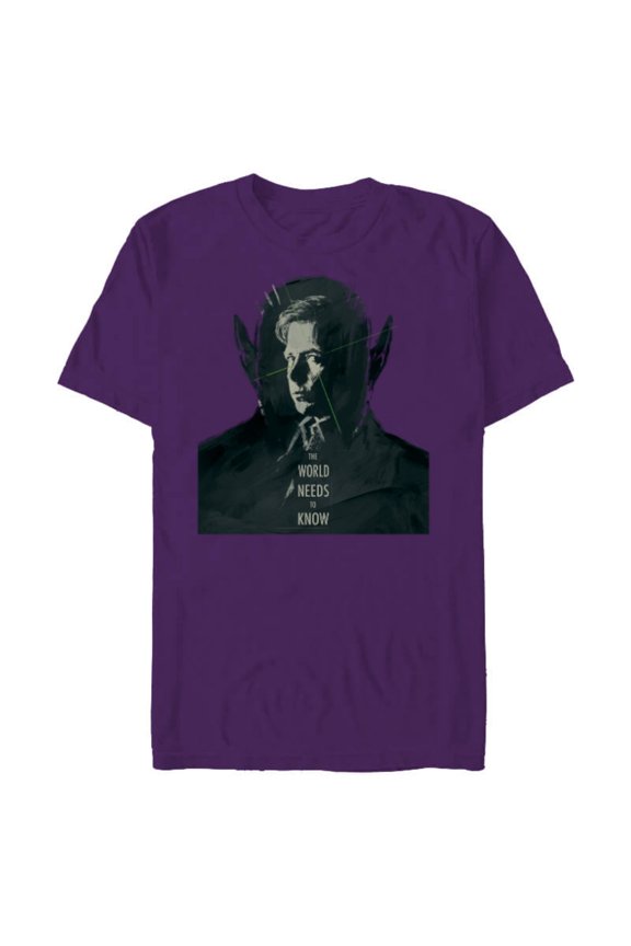 Studios Secret Invasion The World Needs to Know Talos - Short Sleeve Blended T-Shirt for Adults - Customized-Purple