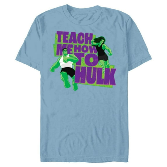 Marvel Studios She-Hulk & Hulk Teach Me How to Hulk Disney+ - Short Sleeve Blended T-Shirt for Adults - Customized-Ocean Blue