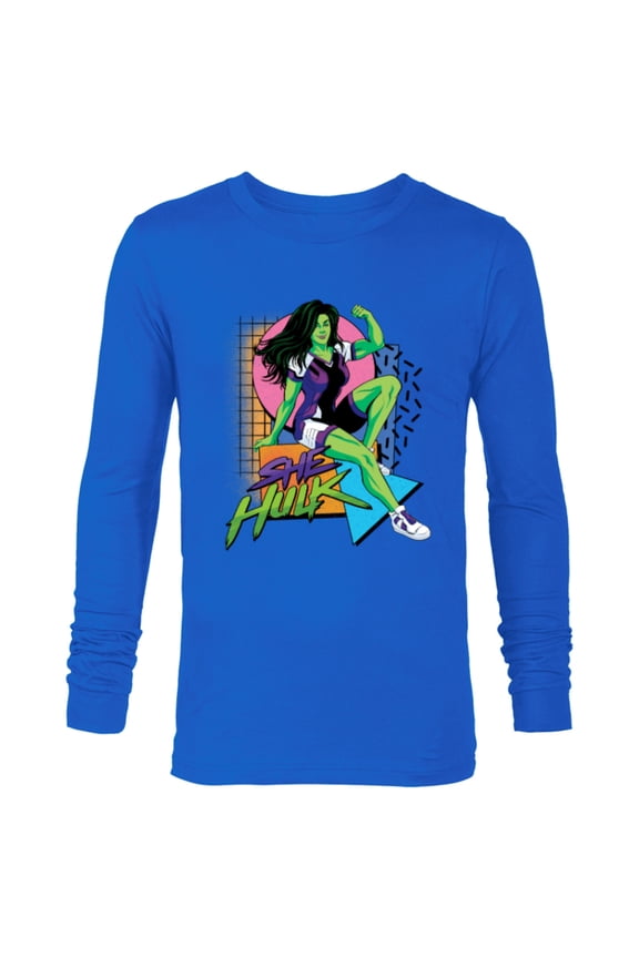 Studios She-Hulk LA Retro Eighties Style Disney+ - Long Sleeve T-Shirt for Men - Customized-Navy