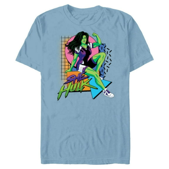 Marvel Studios She-Hulk LA Retro Eighties Style Disney - Short Sleeve Blended T-Shirt for Adults - Customized-Ocean Blue