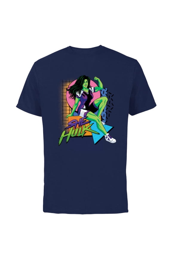 Studios She-Hulk LA Retro Eighties Style Disney+ - Short Sleeve Cotton T-Shirt for Adults - Customized-Navy