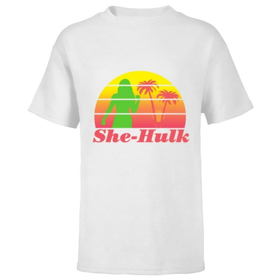 Marvel Studios She-Hulk Palm Tree Silhouette - Short Sleeve T-Shirt for Kids - Customized-White